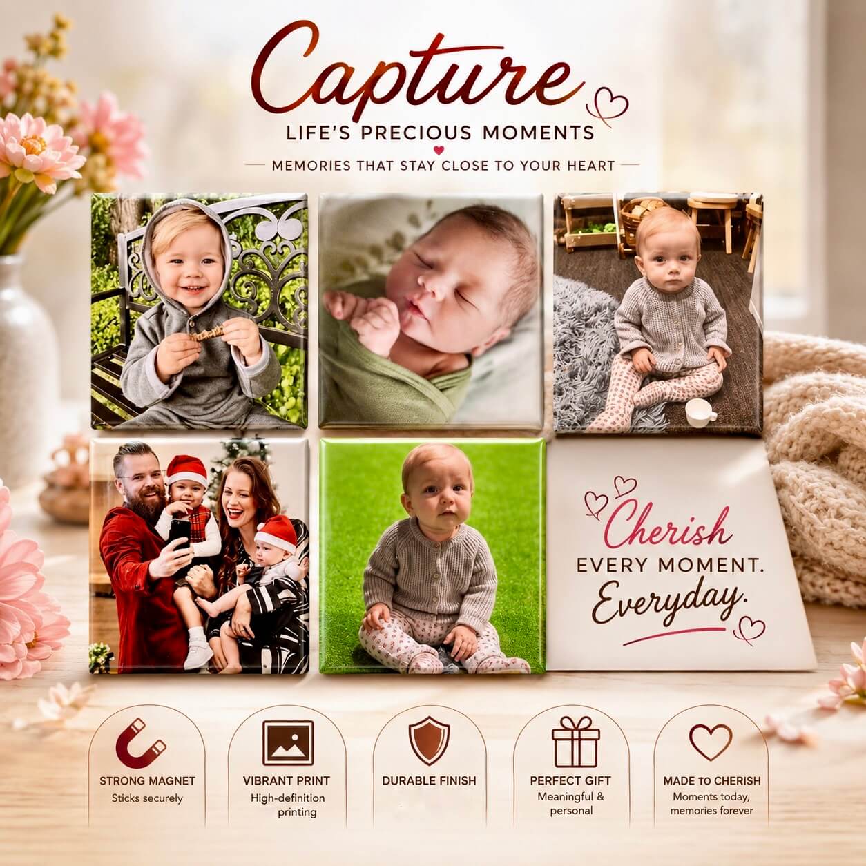 6 x Photo Magnets l 2.0 Square